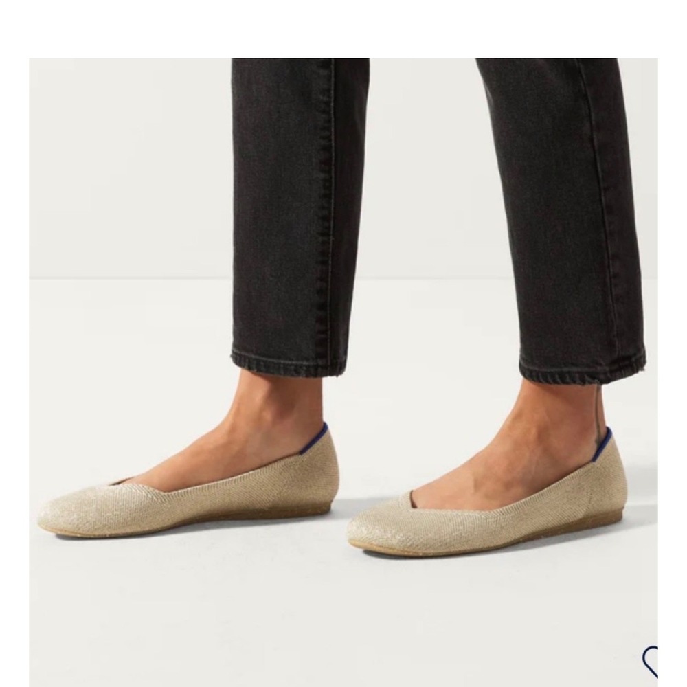 Rothy's Flats Light Gold Metallic Rounded Toe Women's mismatch 8 & 8 1/2M READ
